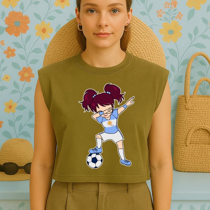 Argentinian Dabbing Soccer Gril Argentina Garment-Dyed Women's Muscle Tee
