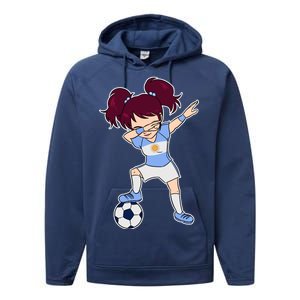 Argentinian Dabbing Soccer Gril Argentina Performance Fleece Hoodie