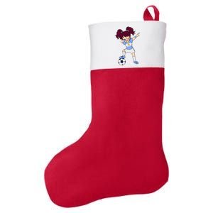 Argentinian Dabbing Soccer Gril Argentina Felt Holiday Christmas Stocking