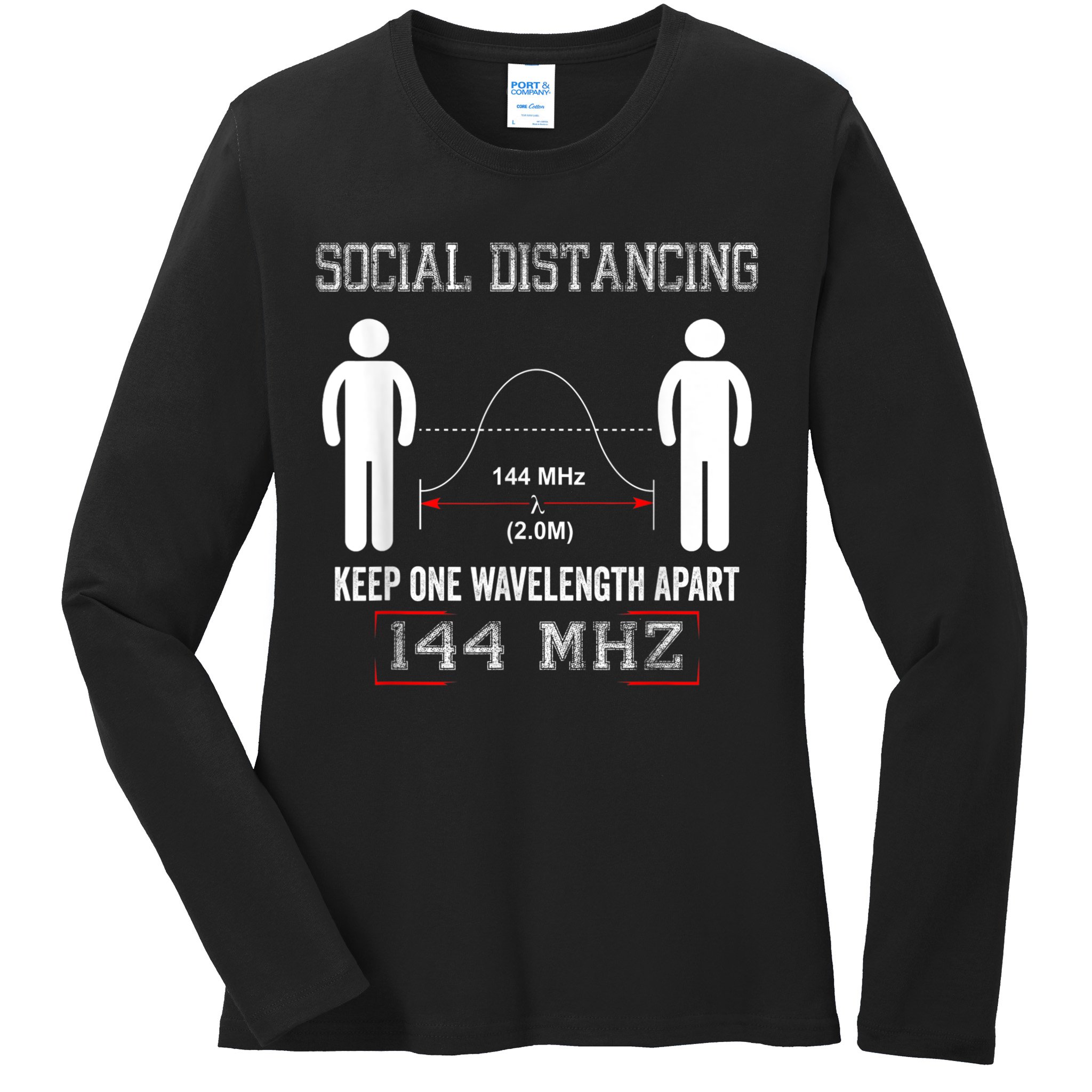Amateur Radio Ham Social Distancing Ham Radio Operator Ladies Long Sleeve Shirt