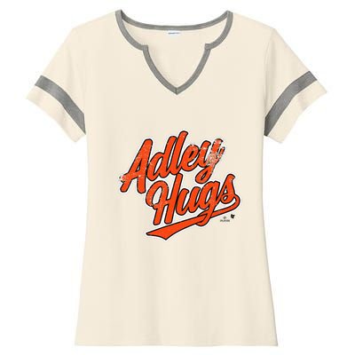 A.D.L.E.Y R.U.T.S.C.H.M.A.N Hug Script Baltimore Baseball Ladies Halftime Notch Neck Tee