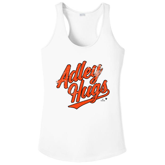 A.D.L.E.Y R.U.T.S.C.H.M.A.N Hug Script Baltimore Baseball Ladies PosiCharge Competitor Racerback Tank