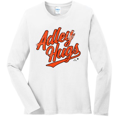 A.D.L.E.Y R.U.T.S.C.H.M.A.N Hug Script Baltimore Baseball Ladies Long Sleeve Shirt