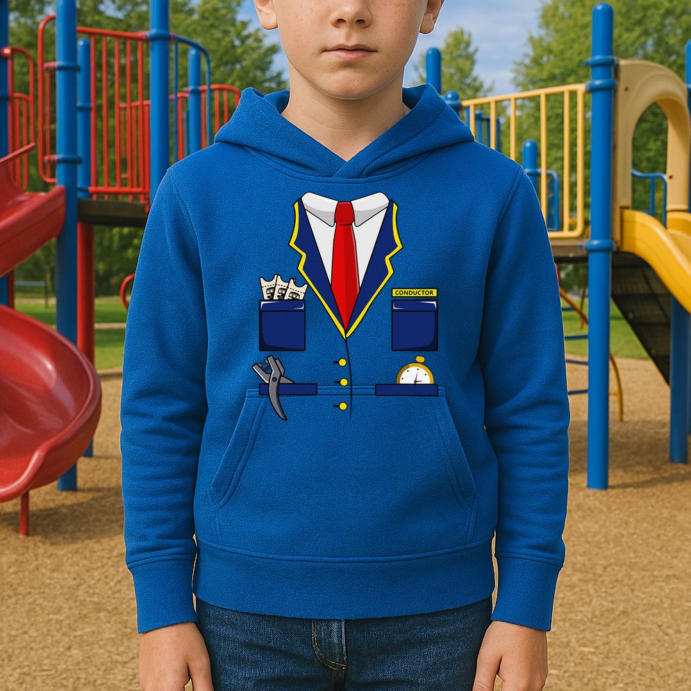 Adult Railroad Halloween Train Conductor Costume Kids Hoodie