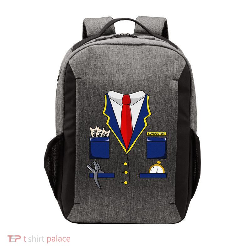 Adult Railroad Halloween Train Conductor Costume Vector Backpack