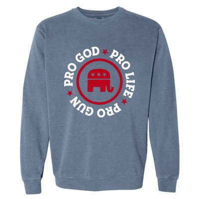 American Republican Hoodie Pro Life Pro God Pro Gun Saying Garment-Dyed Sweatshirt