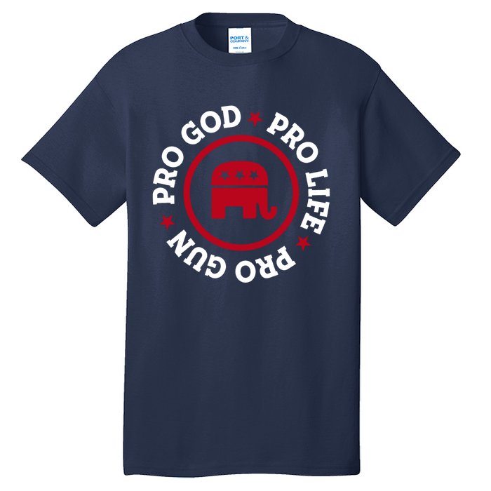 American Republican Hoodie Pro Life Pro God Pro Gun Saying Tall T-Shirt