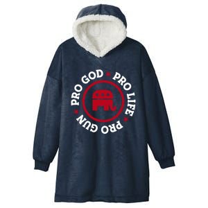 American Republican Hoodie Pro Life Pro God Pro Gun Saying Hooded Wearable Blanket