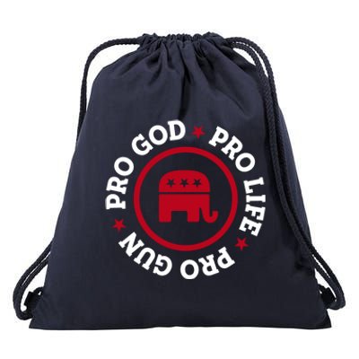 American Republican Hoodie Pro Life Pro God Pro Gun Saying Drawstring Bag