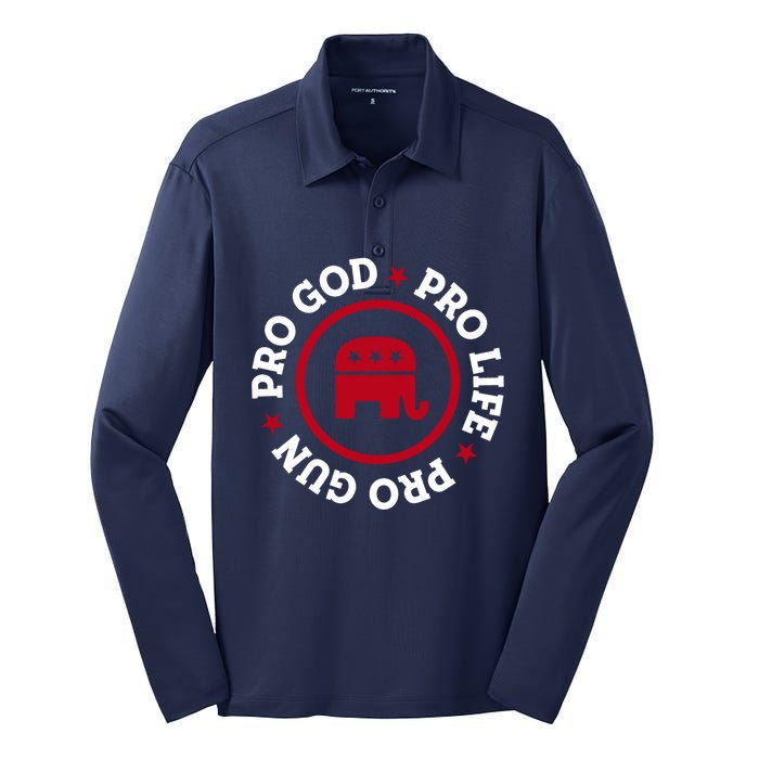 American Republican Hoodie Pro Life Pro God Pro Gun Saying Silk Touch Performance Long Sleeve Polo