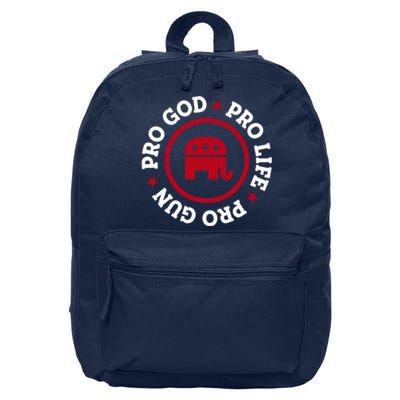 American Republican Hoodie Pro Life Pro God Pro Gun Saying 16 in Basic Backpack