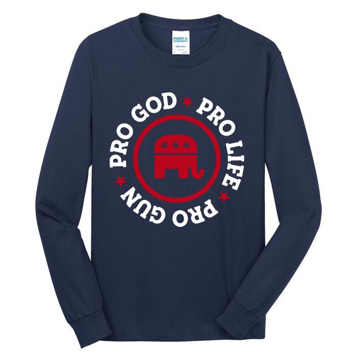 American Republican Hoodie Pro Life Pro God Pro Gun Saying Tall Long Sleeve T-Shirt