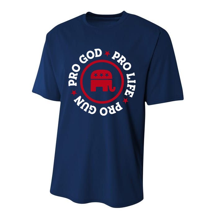 American Republican Hoodie Pro Life Pro God Pro Gun Saying Performance Sprint T-Shirt