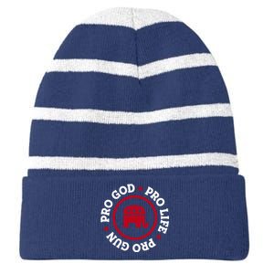 American Republican Hoodie Pro Life Pro God Pro Gun Saying Striped Beanie with Solid Band