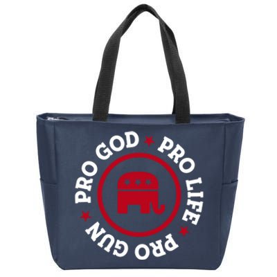 American Republican Hoodie Pro Life Pro God Pro Gun Saying Zip Tote Bag