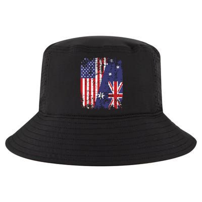 AUSTRALIAN ROOTS Half American Flag AUSTRALIA Cool Comfort Performance Bucket Hat