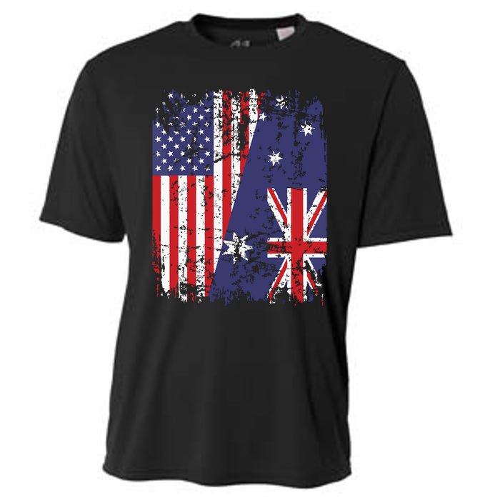 AUSTRALIAN ROOTS Half American Flag AUSTRALIA Cooling Performance Crew T-Shirt