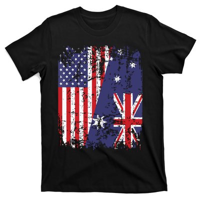 AUSTRALIAN ROOTS Half American Flag AUSTRALIA T-Shirt