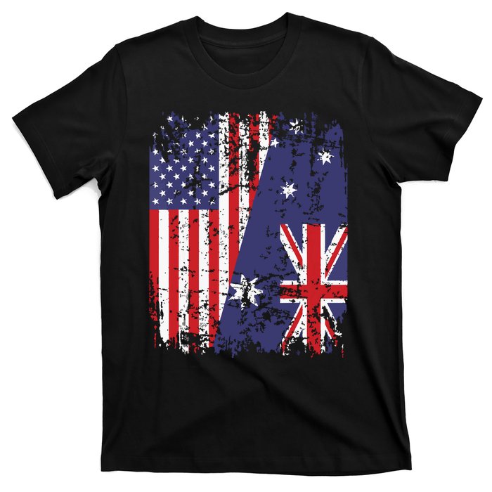 AUSTRALIAN ROOTS Half American Flag AUSTRALIA T-Shirt