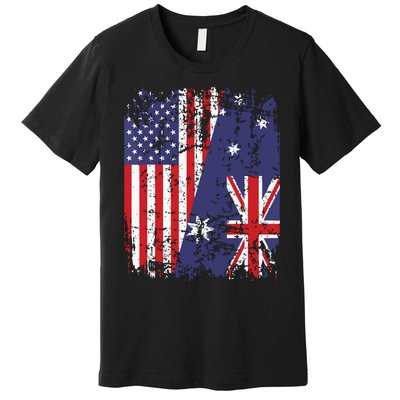 AUSTRALIAN ROOTS Half American Flag AUSTRALIA Premium T-Shirt