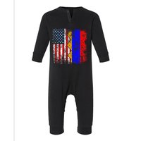 Armenian Roots Half American Flag America Armenia Flags Infant Fleece One Piece