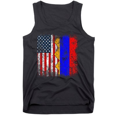 Armenian Roots Half American Flag America Armenia Flags Tank Top