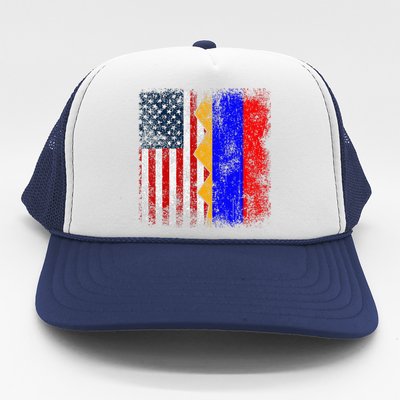 Armenian Roots Half American Flag America Armenia Flags Trucker Hat