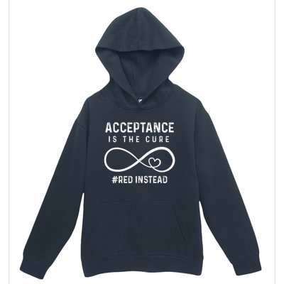 Autism Red Instead Acceptance Is The Cure Red Instead Urban Pullover Hoodie