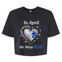 Autism Rainbow In April We Wear Blue Autism Awareness Month Bella+Canvas Jersey Crop Tee