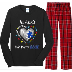 Autism Rainbow In April We Wear Blue Autism Awareness Month Long Sleeve Pajama Set