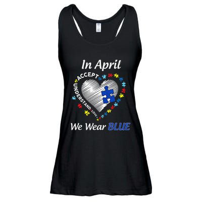 Autism Rainbow In April We Wear Blue Autism Awareness Month Ladies Essential Flowy Tank