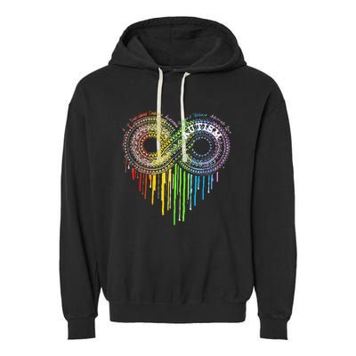 Autism Rainbow Infinity Symbol Asd Awareness Garment-Dyed Fleece Hoodie