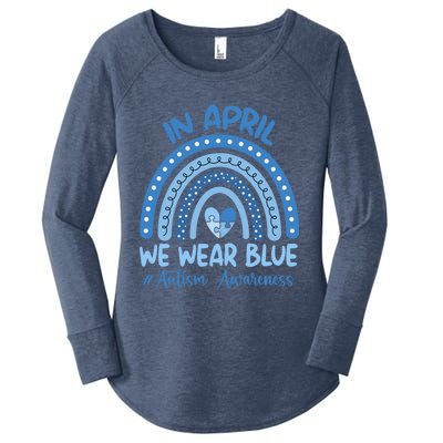 Autism Rainbow In April We Wear Blue Autism Awareness Month Gift Women's Perfect Tri Tunic Long Sleeve Shirt