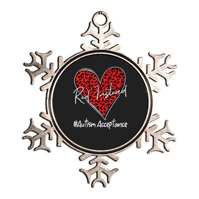 Autism - Red Instead - Acceptance Not Awareness #REDinstead Metallic Star Ornament