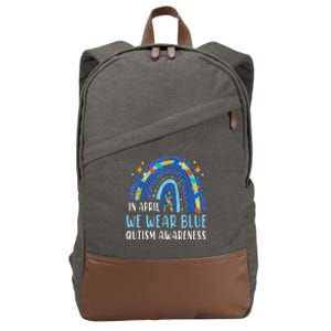 Autism Rainbow In April We Wear Blue Autism Awareness Cotton Canvas Backpack