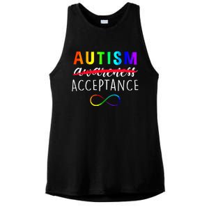 Autism Red Instead Acceptance Not Awareness Ladies PosiCharge Tri-Blend Wicking Tank