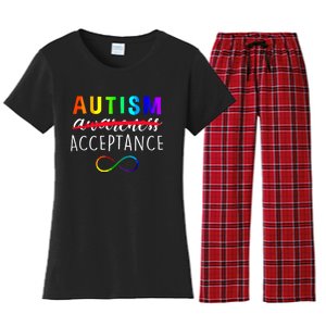 Autism Red Instead Acceptance Not Awareness Women's Flannel Pajama Set