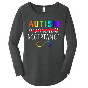 Autism Red Instead Acceptance Not Awareness Women's Perfect Tri Tunic Long Sleeve Shirt