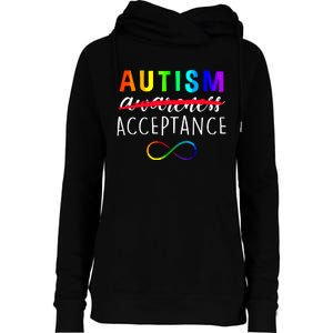 Autism Red Instead Acceptance Not Awareness Womens Funnel Neck Pullover Hood