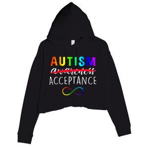 Autism Red Instead Acceptance Not Awareness Crop Fleece Hoodie