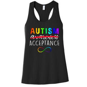 Autism Red Instead Acceptance Not Awareness Women's Racerback Tank