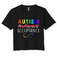 Autism Red Instead Acceptance Not Awareness Women's Crop Top Tee