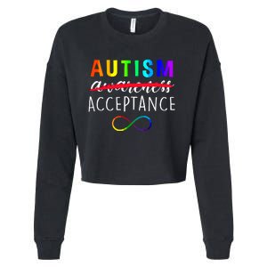 Autism Red Instead Acceptance Not Awareness Cropped Pullover Crew