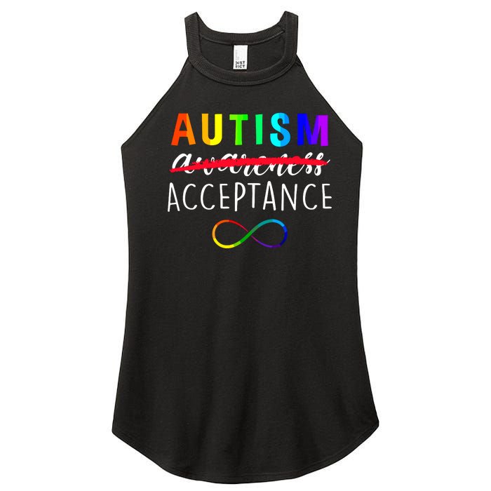 Autism Red Instead Acceptance Not Awareness Women's Perfect Tri Rocker Tank