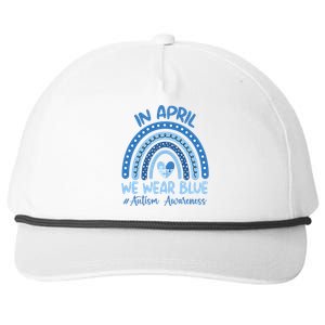 Autism Rainbow In April We Wear Blue Autism Awareness Month Gift Snapback Five-Panel Rope Hat