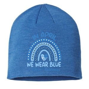 Autism Rainbow In April We Wear Blue Autism Awareness Month Gift Sustainable Beanie