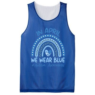 Autism Rainbow In April We Wear Blue Autism Awareness Month Gift Mesh Reversible Basketball Jersey Tank