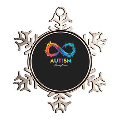 Autism Red Instead Infinity Symbol Autistic Acceptance Metallic Star Ornament