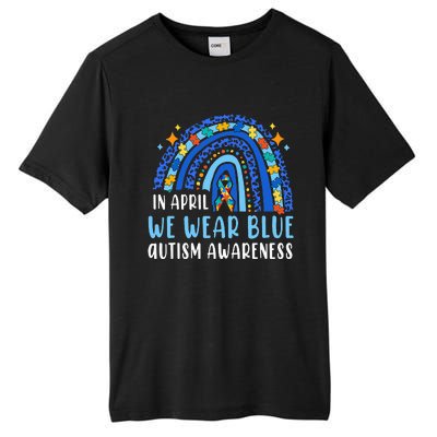 Autism Rainbow In April We Wear Blue Autism Awareness Tall Fusion ChromaSoft Performance T-Shirt