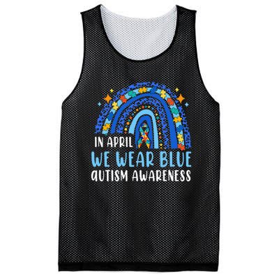 Autism Rainbow In April We Wear Blue Autism Awareness Mesh Reversible Basketball Jersey Tank